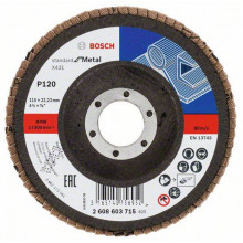 BOSCH X431 legyező csiszolótárcsa, Standard for Metal, 115 mm, 22,23 mm, 120 2608603715