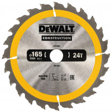 DeWALT DT1934-QZ Contruction Körfűrészlap kézi körfűrészekhez 165x20mm, 24 fog WZ 10°