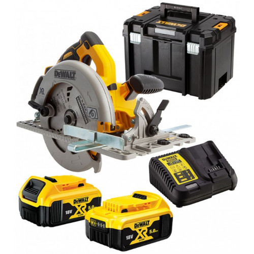 DeWALT DCS572P2-QW Akkus szénkefementes körfűrész 184mm XR 18V (2x5,0Ah) Tstak