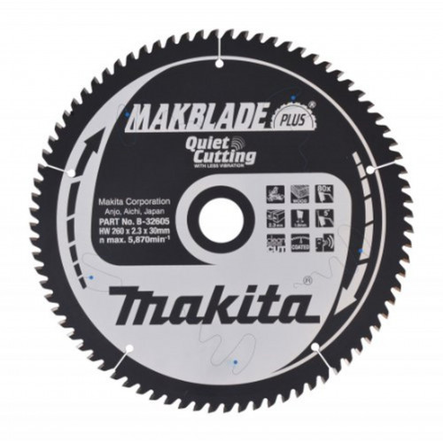 Makita B-32605 fűrészlap fa MAKBLADEplus 260x2,3x30mm 80Z