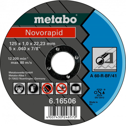 Metabo Novorapid Vágótárcsa 125 x 1,0 x 22,23 mm, acél, TF 41 616506000