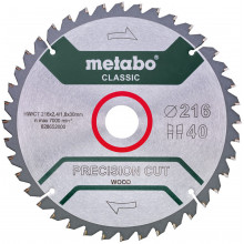 Metabo Fűrészlap Classic 216x30 Z40 WZ 5 ° NEG / B 628652000