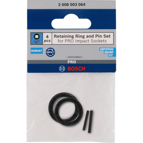 BOSCH Retaining Ring and Pin Set for PRO Impact Socket, 1/4", 4 részes 2608003064