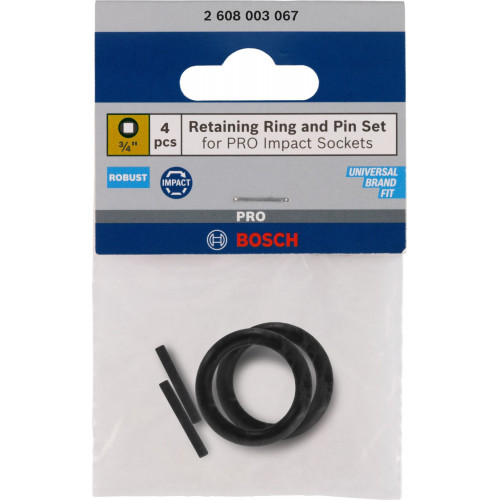 BOSCH Retaining Ring and Pin Set for PRO Impact Socket, 3/4", 4 részes 2608003067