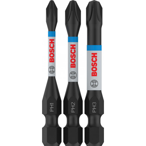 BOSCH PRO PH Impact ütvecsavarozó fej, PH1 x 55, PH2 x 55, PH3 x 55 mm, 3 db 2608522491