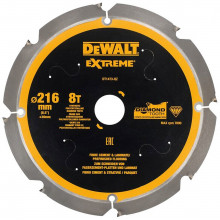 DeWALT DT1473-QZ Extreme Szálcement körfűrészlap 216x30mm, 8 fog 12°