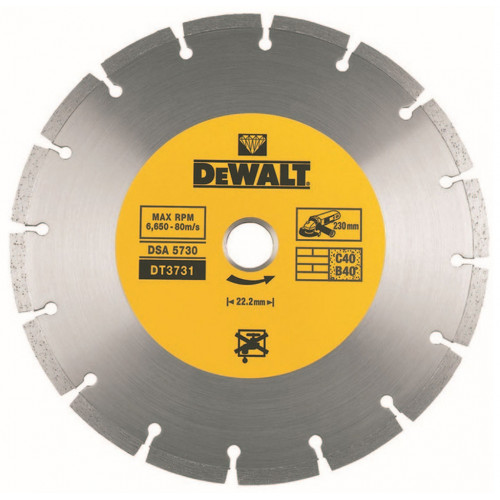 DeWALT DT3731-QZ Szegmentált színterezett gyémánt vágótárcsa 230 mm x 22,2 mm