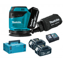 Makita DBO180RTJ Akkus excentercsiszoló 123mm, Li-ion (2x5,0Ah/18V) Makpac 2