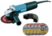 Makita 9558HNRX1 Sarokcsiszoló lágyindítással (840W/125mm) + 5db Vágótárcsa