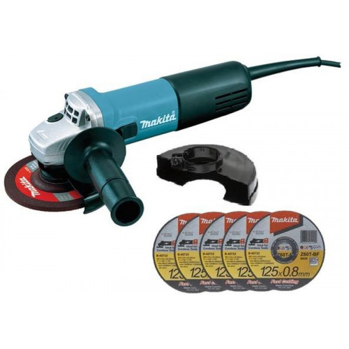 Makita 9558HNRX1 Sarokcsiszoló lágyindítással (840W/125mm) + 5db Vágótárcsa