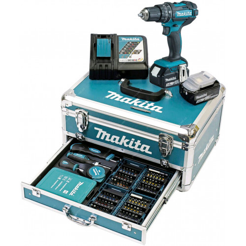 Makita DHP482RFX9 Akkus ütvefúró-csavarozó (2x3,0Ah/18V)+alumínium koffer+tartozékszett