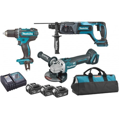 Makita DLX3078TX1 Akkus gépszett DGA504+DHR241+DDF482 Li-ion LXT 18V (3x5,0Ah+DC18RC)