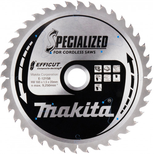 Makita E-12158 Efficut körfűrészlap, 165x20mm 40Z=new E-12223